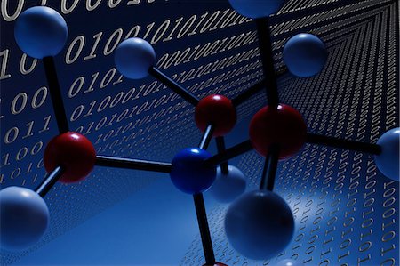 digital connections - Illustration of molecules and binary Photographie de stock - Premium Libres de Droits, Code: 614-06625110