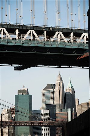 simsearch:614-06718557,k - Manhattan Bridge and city skyline Photographie de stock - Premium Libres de Droits, Code: 614-06718507
