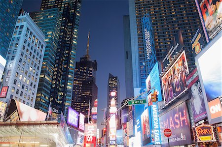 pictures of new york city buildings night - Illuminated billboards in Times Square Stock Photo - Premium Royalty-Free, Code: 614-06718923