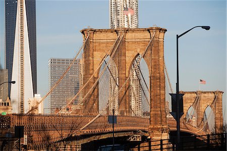 Brooklyn Bridge and city skyline Foto de stock - Sin royalties Premium, Código: 614-06719062