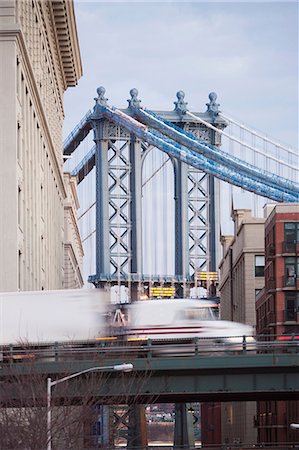 picture usa flyover - East River Bridge and urban buildings Stock Photo - Premium Royalty-Free, Code: 614-06719484