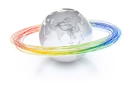 Colorful rings around silver globe Stock Photo - Premium Royalty-Free, Code: 614-06719524