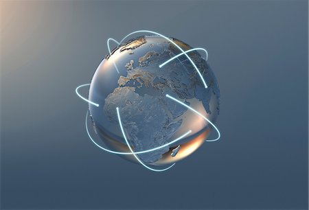 surrounded - Illustration of lines and silver globe Stock Photo - Premium Royalty-Free, Code: 614-06719522