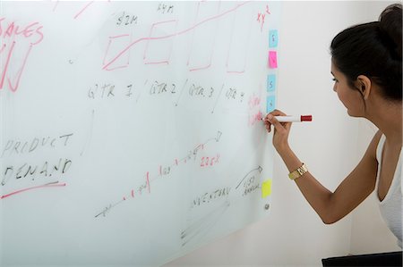 Young woman writing on whiteboard Stock Photo - Premium Royalty-Free, Code: 614-06814134