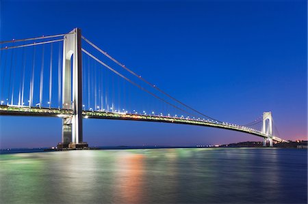 structures - Verrazano-narrows bridge after sunset, New York City, USA Stock Photo - Premium Royalty-Free, Code: 614-06813298