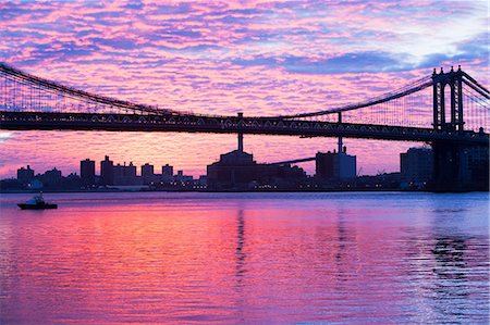 simsearch:614-06813382,k - Manhattan bridge at dusk, New York City, USA Stock Photo - Premium Royalty-Free, Code: 614-06813328