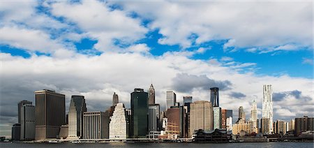 financial district nyc - Panoramic view of Manhattan skyline, New York City, USA Stock Photo - Premium Royalty-Free, Code: 614-06813322