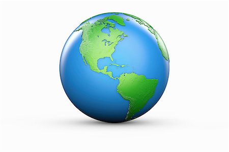 en la distancia - Blue and green globe of North and South America Foto de stock - Sin royalties Premium, Código: 614-06813414