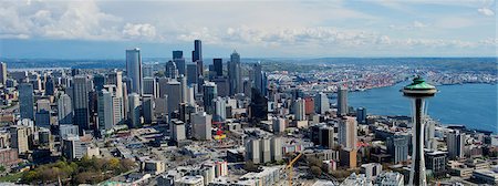 Panoramic aerial view of Seattle, Washington State, USA Stock Photo - Premium Royalty-Free, Code: 614-06897012