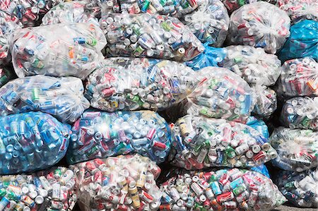 recyclable - Stacks of cans in plastic bags Stock Photo - Premium Royalty-Free, Code: 614-06974125