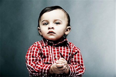 simsearch:614-06442473,k - Portrait of baby boy wearing checked shirt Stock Photo - Premium Royalty-Free, Code: 614-06974716