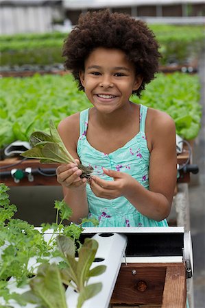 Girl holding lettuce in nursery Stock Photo - Premium Royalty-Free, Code: 614-06973995
