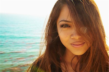 ethnic portraits close - Close up portrait of young woman, Palos Verdes, California, USA Stock Photo - Premium Royalty-Free, Code: 614-07032151