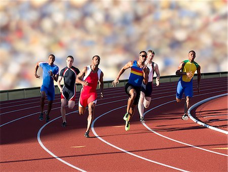 race - Six athletes running race Foto de stock - Sin royalties Premium, Código: 614-07145739