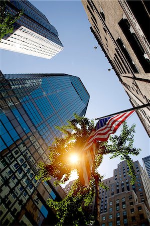 reflection usa buildings - Skyscrapers and American flag, New York, New York State, USA Stock Photo - Premium Royalty-Free, Code: 614-07145756