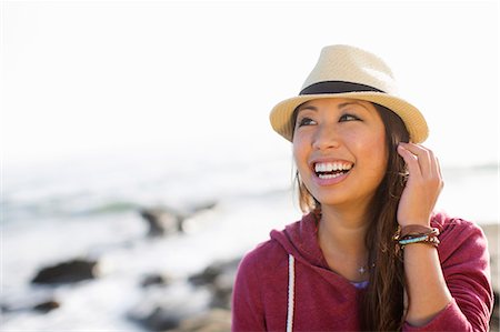 smiling laughing beauty - Portrait of young woman at coast, San Diego, California, USA Stock Photo - Premium Royalty-Free, Code: 614-07194631