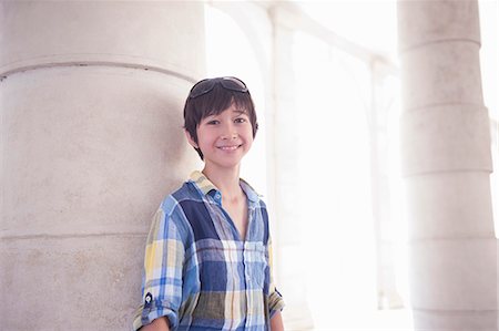 Portrait of boy wearing blue checked shirt Photographie de stock - Premium Libres de Droits, Code: 614-07194702