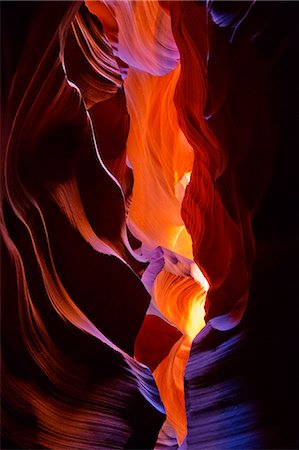 Eroded sandstone rock formation, Antelope Canyon, Page Arizona, USA Stock Photo - Premium Royalty-Free, Code: 614-07234914