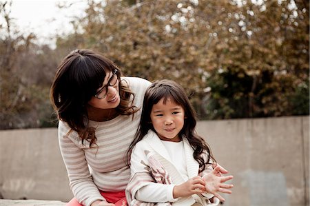 family winter happy - Mid adult mother and young daughter in park Stock Photo - Premium Royalty-Free, Code: 614-07444066