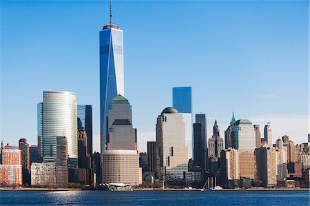 financial district nyc - Manhattan cityscape and river, New York, USA Stock Photo - Premium Royalty-Free, Code: 614-07443982