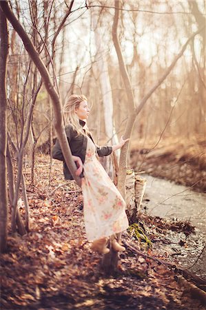 Woman in forest Stock Photo - Premium Royalty-Free, Code: 614-07805905