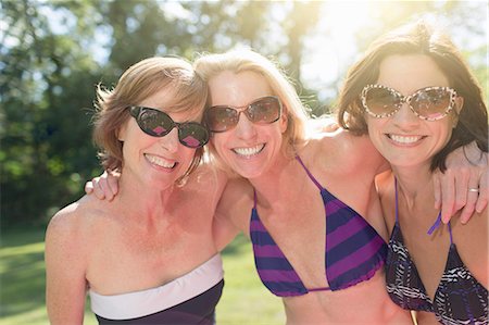 Portrait of three mature women in swimwear Stock Photo - Premium Royalty-Free, Code: 614-07806354