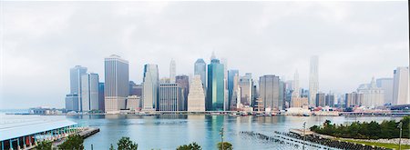 Panoramic view of Lower Manhattan skyline, New York, USA Foto de stock - Sin royalties Premium, Código: 614-07806519