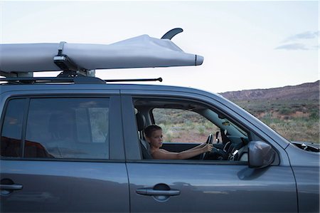 Teenage boy in driver seat of recreational vehicle, Arches National Park, Moab, Utah, USA Foto de stock - Sin royalties Premium, Código: 614-07912006