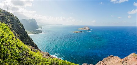 View of cliffs and coastline, Makapuu, Oahu, Hawaii, USA Stock Photo - Premium Royalty-Free, Code: 614-08030561