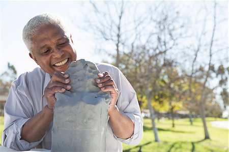 simsearch:614-08030815,k - Senior man making pottery, Hahn Park, Los Angeles, California, USA Stock Photo - Premium Royalty-Free, Code: 614-08030817