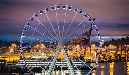 Seattle Great Wheel, Seattle, Washington, USA Foto de stock - Sin royalties Premium, Código: 614-08065959