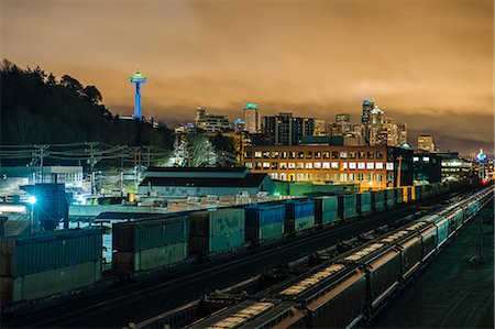 Containers near port, Seattle, Washington, USA Photographie de stock - Premium Libres de Droits, Code: 614-08065963