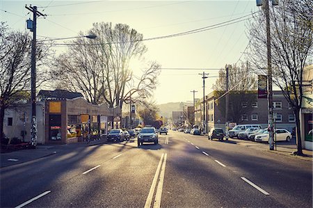 empty street - Street scene, Portland, Oregon, USA Stock Photo - Premium Royalty-Free, Code: 614-08119961