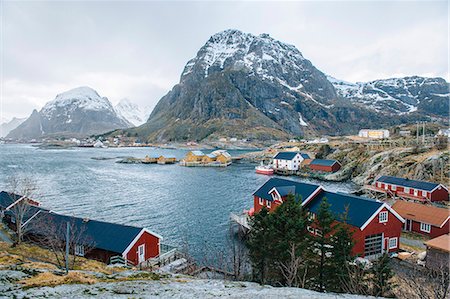 reine norway snow - Fishing village of, Reine, Lofoten, Norway Stock Photo - Premium Royalty-Free, Code: 614-08119978