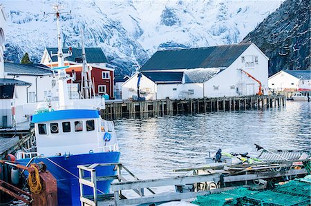 reine norway snow - Fishing boat by dock, Reine, Norway Stock Photo - Premium Royalty-Free, Code: 614-08126838