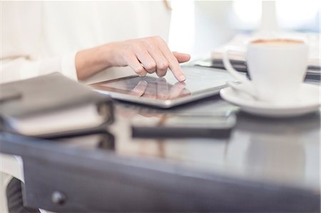 restaurant business meeting - Hands of business people using digital tablet Stock Photo - Premium Royalty-Free, Code: 614-08148446