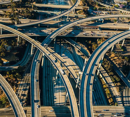 Aerial view of flyovers and multi lane highways, Los Angeles, California, USA Stock Photo - Premium Royalty-Free, Image code: 614-08148481