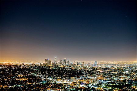 skyline at night - Los Angeles, California, USA Stock Photo - Premium Royalty-Free, Code: 614-08201837