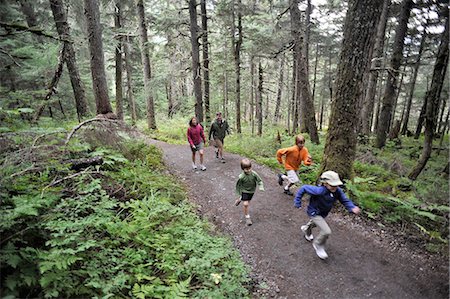 Family exploring woods, Winner Creek, Alyeska Resort, Turnagain Arm, Mt. Alyeska, Girdwood, Alaska, USA Stock Photo - Premium Royalty-Free, Code: 614-08202114