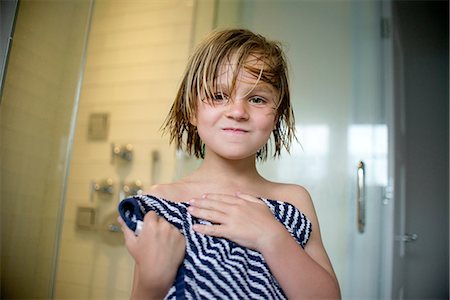 showering boys - Boy after shower Stock Photo - Premium Royalty-Free, Code: 614-08270166
