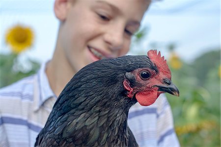 simsearch:614-06043912,k - Close up portrait of boy in field holding hen Stock Photo - Premium Royalty-Free, Code: 614-08307691