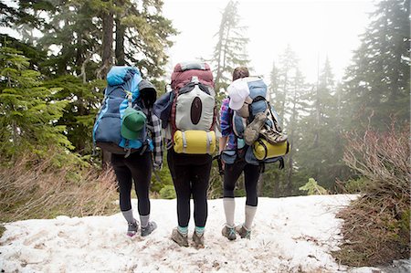 simsearch:614-08270174,k - Hikers walking across forest, Lake Blanco, Washington, USA Stock Photo - Premium Royalty-Free, Code: 614-08308060