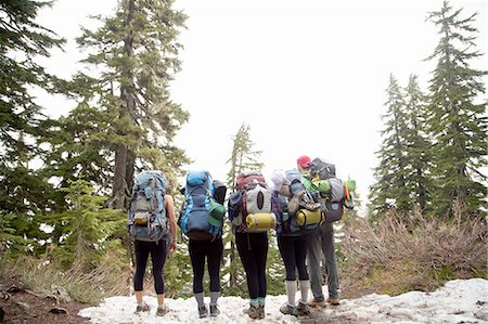 simsearch:614-08270174,k - Hikers walking across forest, Lake Blanco, Washington, USA Stock Photo - Premium Royalty-Free, Code: 614-08308061