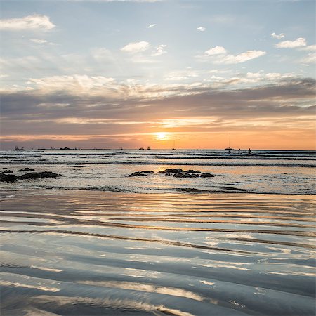 Sunset seascape, Tamarindo beach,  Guancaste, Costa Rica Foto de stock - Royalty Free Premium, Número: 614-08578529