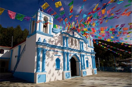 festival (street parade and revelry) - Church in Sierra Norte, Oaxaca, Mexico Stock Photo - Premium Royalty-Free, Code: 614-08726422