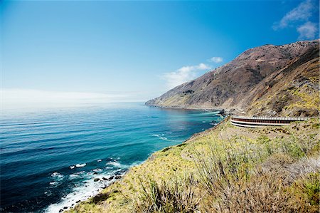 View of sea and Pacific Coast Highway, Big Sur, California, USA Photographie de stock - Premium Libres de Droits, Code: 614-08720586