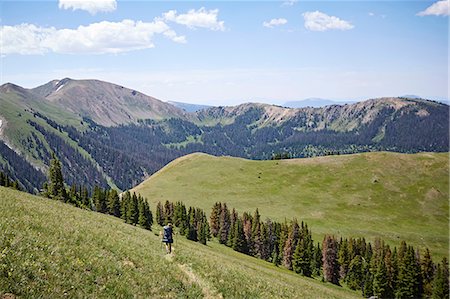 simsearch:614-08720980,k - Female backpacker hiking landscape trail, Never Summer Wilderness, Colorado, USA Stock Photo - Premium Royalty-Free, Code: 614-08720991