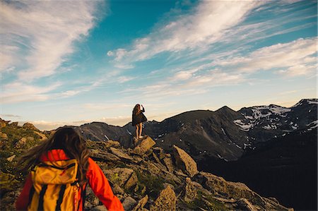 simsearch:614-08720893,k - Women on rocky outcrop looking at view, Rocky Mountain National Park, Colorado, USA Stock Photo - Premium Royalty-Free, Code: 614-08826820