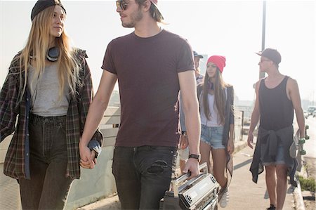 free cool people - Skateboarders walking on street, Budapest, Hungary Stock Photo - Premium Royalty-Free, Code: 614-08826931