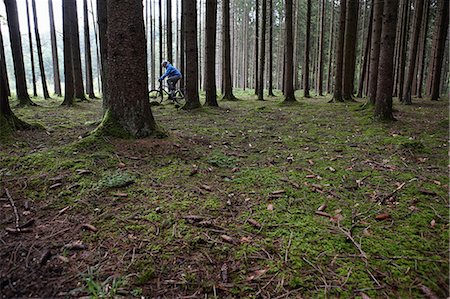 Man mountain biking in forest Foto de stock - Sin royalties Premium, Código: 614-08867903